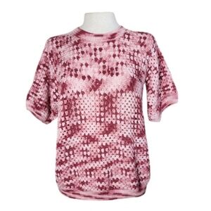 Hand Crafted Crocheted Pullover Pink Size L